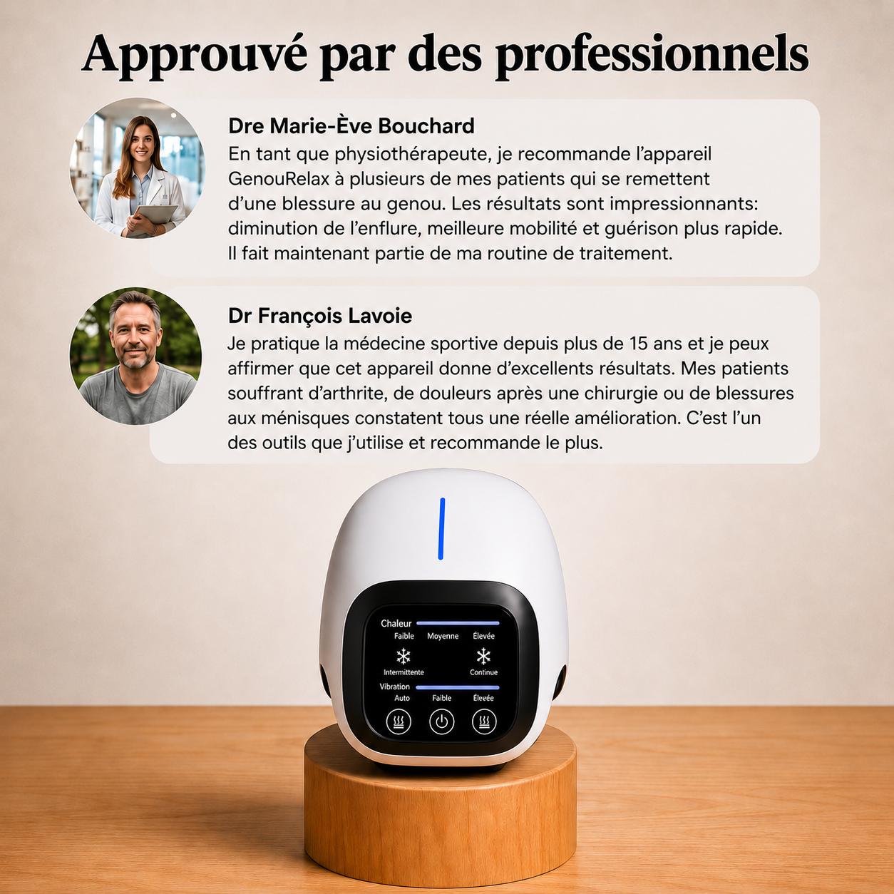 GenouRelax® – Masseur chauffant 3-en-1