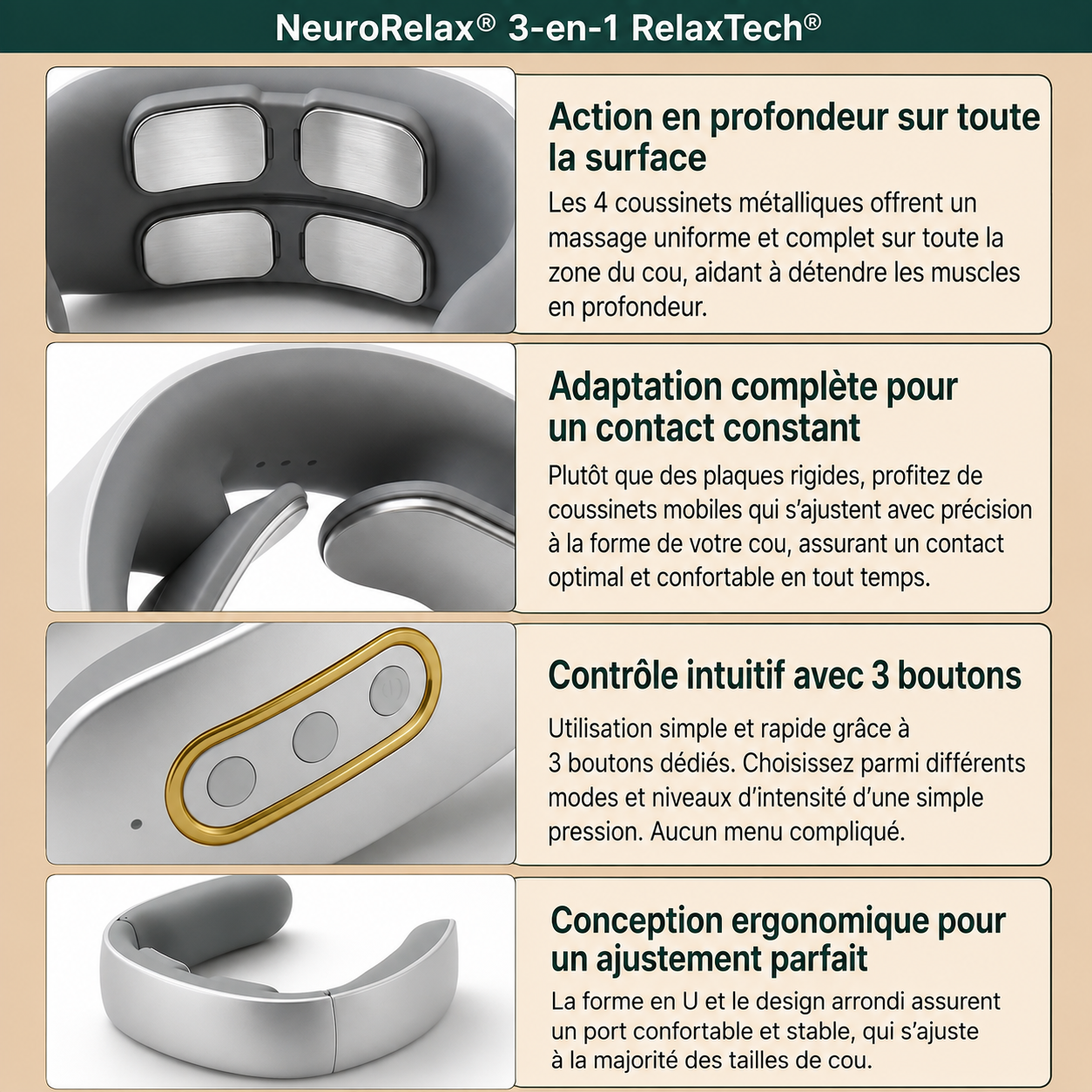 NeuroRelax® – Technologie de relaxation 3-en-1